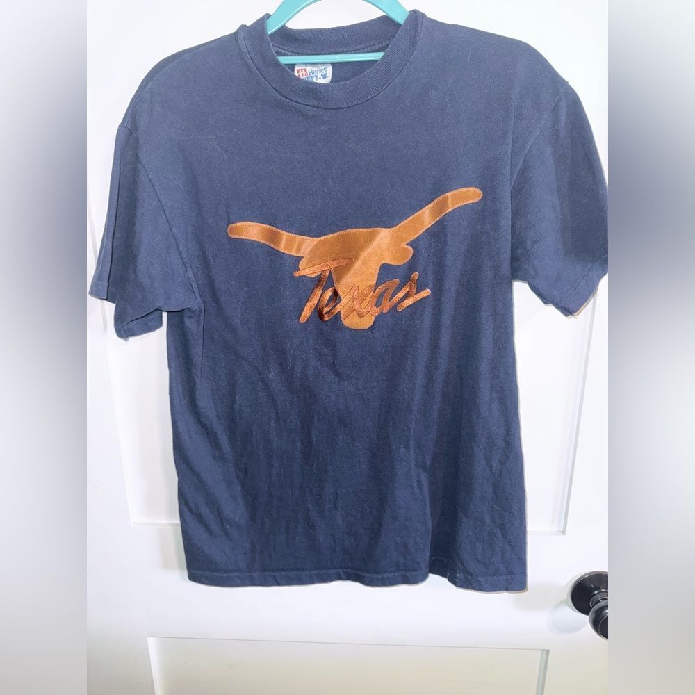 Hanes Dark Blue Tee with Orange Graphic Texas Longhorns